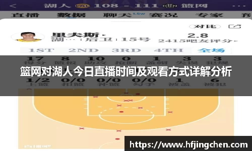 篮网对湖人今日直播时间及观看方式详解分析
